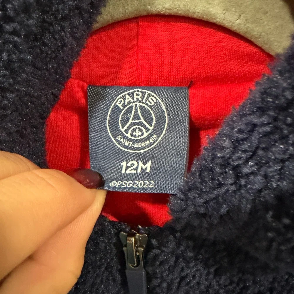 Paris Saint‎ Germain Baby Fleece Footed Pajamas Sleepsuit 12M Navy Red PSG